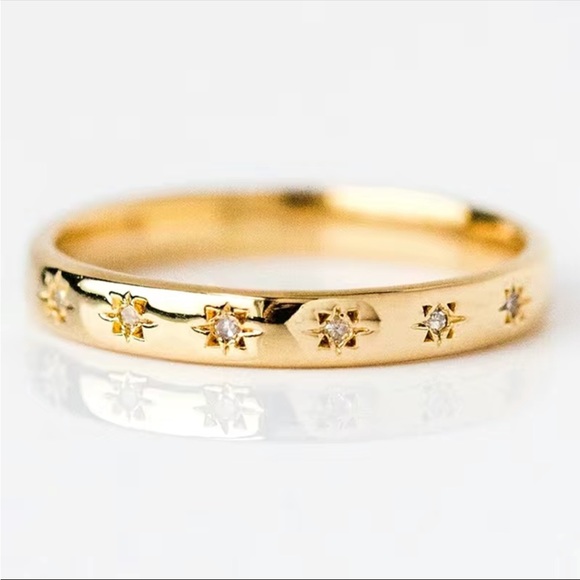 New Gorgeous 18K Gold Plated Stacking Diamond Band Ring - Picture 6 of 8